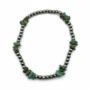 Authentic Carico Lake Turquoise & Sterling Silver 925 Bead Stretch Bracelet